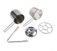 Petite friteuse en acier inoxydable de 12 cm - Petite poêle à frire avec couvercle en verre et panier de vidange - Sauteuse à poignée en bois pour une cuisine saine sur toutes les plaques de cuisson