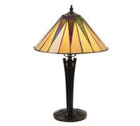 Petite lampe de table à 1 ampoule noire, verre de style Tiffany, E14