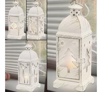 Petite lanterne à piles Lanterne de Noël Lampe de Noël à l'intérieur de la lanterne de Noël en blanc Shabby Chic, 1x étoile 1x sapin 1x renne 1x ange, 1x LED, LxH 7 x 19, lot de 4
