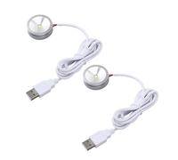 Petite LED USB 2 Pièces 5V 1W Mini Projecteur Ronde Mobile avec Câble de 4,2 Pieds pour Vitrines, Armoires à Bijoux, Placards (Lumière Chaude)