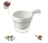 Petite passoire à fruits double couche avec poignée, mini passoire pour baies et légumes, récipient pour rinçage de fruits, pour la cuisine (blanc)