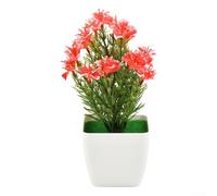 Petite plante artificielle en pot Rouge Rose Blanc Violet 20 cm | Taille compacte de 12 x 20 cm, lavabo en plastique de 7 cm, options rouge/rose/blanc/violet, décoration d'étagère de bureau