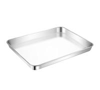 Petite plaque de four rectangulaire en acier inoxydable 23,5 x 17,5 x 2,5 | Cette plaque de four compacte en acier inoxydable offre un chauffage fiable des portions individuelles et de petites tâches