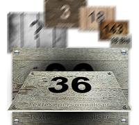 Petite plaque PVC numéro maison décorative - pour porte et boite aux lettres - collection bois : 2 lignes personnalisables
