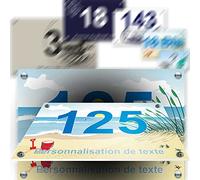 Petite plaque PVC numéro maison décorative - pour porte et boite aux lettres - collection marine : 2 lignes personnalisables