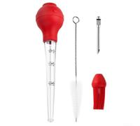 Petite poire à dinde avec pinceau en silicone Tube AS | Ampoule en silicone souple, tube AS transparent, comprend 2 brosses, contrôle facile à presser, design compact de 20 cm