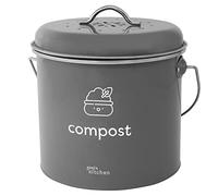 Petite poubelle compost cuisine 3L, composteur cuisine avec filtres à charbon, boite compost en métal et sans plastique, élégante poubelle de compost appartement, seau à compost sans odeurs