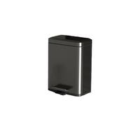 Petite poubelle de salle de bain Home Living de 7 L avec couvercle et pédale, corbeille à papier en acier inoxydable au design fin for la maison et le bureau(Black)