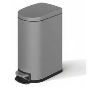 Petite poubelle - Poubelle à pédale 10 l - Modèle étroit - Acier inoxydable - Étanche aux odeurs avec seau intérieur amovible - Rectangulaire - Pour la salle de bains et la chambre à coucher - Gris