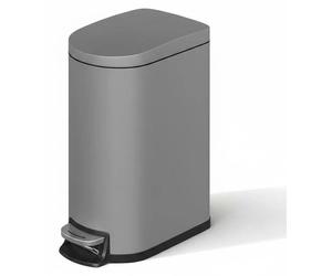 Petite poubelle - Poubelle à pédale 10 l - Modèle étroit - Acier inoxydable - Étanche aux odeurs avec seau intérieur amovible - Rectangulaire - Pour la salle de bains et la chambre à coucher - Gris
