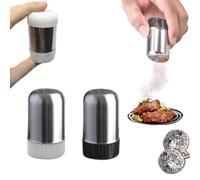 Petite salière - Mini salière avec couvercle - Petite salière et poivrière - 20 ml - En acier inoxydable - Pour les déplacements - Pour boîte à bento, bureau, camping (2, blanc, noir)