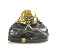 Petite statue Bouddha chinois rieur en laiton travaillé à la main 6cm