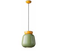 Petite suspension vintage déco Corcovado en céramique et verre vert-jaune E27