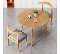 Petite table à manger ronde peu encombrante pour 2-4 personnes, négociation de bureau, salon, salon, naturel + 2 chaises (70 cm)