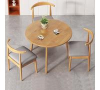 Petite table à manger ronde peu encombrante pour 2 à 4 personnes, table basse pour salon/réception/négociation de bureau (D31,5/80 cm, naturel + 3 chaises)