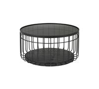 Petite table basse en verre noir, ronde - White Label, Lance - Ø60x31 cm