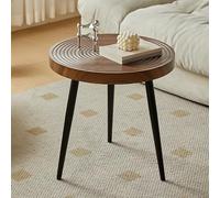 Petite table basse moderne créative pour petit espace, tables basses rondes en noyer, table centrale multifonctionnelle avec motif d'anneaux d'arbre, tables d'extrémité rondes pour salon, balcon