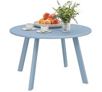 Petite table basse - Outsunny - ronde - avec patins antidérapants - cadre en métal - pour jardin, terrasse - Ø 70 x 42 cm - bleu
