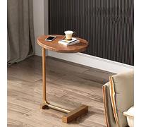 Petite table basse ovale pour salon, chambre à coucher, balcon et bureau - Table d'appoint dorée en forme de C avec fonction de bureau pour ordinateur portable - Mobilier pour petits espaces - 45 x 30
