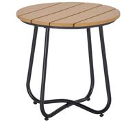 Outsunny Petite Table Basse Ronde, Table d'appoint, Cadre en Acier, Table de Jardin pour Balcon, Balcon, terrasse, Salon, Ø49 x 48H cm, Marron