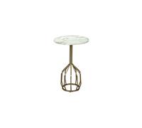 Petite table d'appoint en marbre doré, bout de canapé, guéridon - Dutchbone, Salerno - 30x30x47 cm