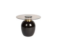 Petite table d'appoint en verre trempé beige Mohra