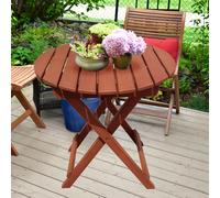 Petite table de jardin table d'appoint en bois table de balcon petite ronde, eucalyptus pliable 100% FSC huilé, DxH 45x50 cm