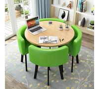 Petite table de salle à manger ronde compacte avec 4 chaises, 80 cm / 31.5in, meubles de loisirs modernes en polyuréthane vert pour petite cuisine, salon, bureau, salle de conférence