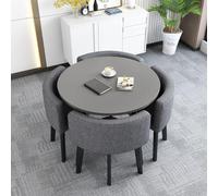 Petite table de salle à manger ronde de cuisine avec chaises, 70 x 74,9 cm, table de conférence moderne, simple, compacte, meuble de maison peu encombrant #3-70