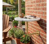 Petite Table Murale Ronde Bureau Suspendu en Bois avec Support en Métal | Table Basse Flottante pour Café Cocktails Balcon Salon et Salle d'attente(Marble+Gold Rod,35cm/13.7in)