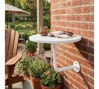 Petite Table Murale Ronde Bureau Suspendu en Bois avec Support en Métal | Table Basse Flottante pour Café Cocktails Balcon Salon et Salle d'attente(White+White Rod,40cm/15.7in)