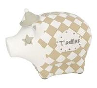 Petite tirelire cochon damier modèle 1 BEIGE G