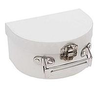 Petite valise en carton semi-circulaire blanche à décorer - 12 x 9 x 6 cm