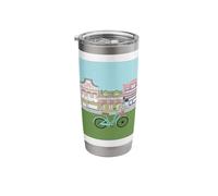 Petite ville, centre-ville et vélo Gobelet isotherme en acier inoxydable double paroi