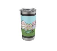 Petite ville, centre-ville et vélo Gobelet isotherme en acier inoxydable double paroi