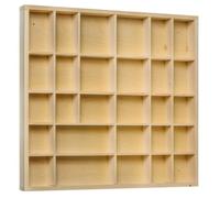 Petite Vitrine Plateau Étagère en Bois Non Peint - 28 Compartiments - 44,5x40x3cm - Rangement des Bijoux et Perles pour Armoire