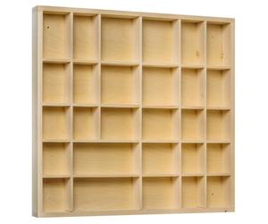 Petite Vitrine Plateau Étagère en Bois Non Peint - 28 Compartiments - 44,5x40x3cm - Rangement des Bijoux et Perles pour Armoire