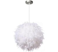 PETITES ECREVISSES Lustre Plume Moderne Suepension Plumes Plafond Abat-Jour 30cm Suspension Luminaire Interieur pour les Salons Chambres des Enfants (Blanc-B-30cm, Argent)