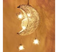 PETITES ECREVISSES Lustre Suspension Lune étoiles LED Plafonnier Luminaire Aluminium avec 5 Ampoules pour Enfants Chambre