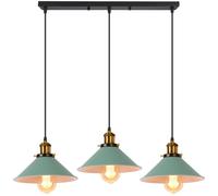 PETITES ECREVISSES Suspension Luminaire Industrielle 3 Lumière Vintage Plafonnier Vintage Lustre Abat-Jour Ø22 cm en Métal de Culot E27 Lampe Rétro pour Chambre Cuisine Séjour (Vert)