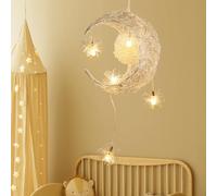 PETITES ECREVISSES Suspension Luminaire Lune étoiles LED Pendentif Lampe Aluminium Lustre Plafonnier pour Enfants Chambre Décoration, 40 * 110cm