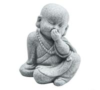 Petites figurines de moine de Bouddha ornementales - Ne pas entendre le mal - Pour une utilisation en intérieur et en extérieur - Résine de grès durable (F)