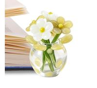 Petites fleurs en verre décoratives en forme de miniature - Bouquet de fleurs artificielles en verre, beau bouquet de fleurs - Pour la fête des mères, lors d'un mariage, décoration de table, de bureau