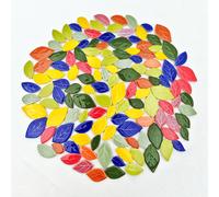 Petites mosaïques en céramique - Forme de feuille - 500 g - 10 couleurs - Pour la décoration et la mosaïque