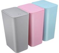 Petites poubelles de 10 litres avec couvercle à ressort, en polypropylène, bleu/rouge/gris