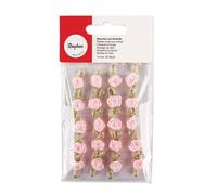 Petites Roses Sur Noeud, 10 Mm Ø, Rouge Vin, Sur Carte, 20 Pièces