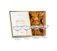 Petits Coupes à Cocktail Prestige avec Bords Dorés | 150 ml | Lot de 4 | Verres à Pied Longs Octogonaux en Cristal pour Champagne, Espresso Martini, Daiquiri, Gimlet, Cosmopolitan