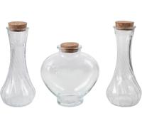 Petits pots en verre - Bouteilles avec bouchon en liège - Pour conserver des souvenirs - Design en forme de cœur - Lot de 3 pièces - Transparent