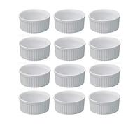 Petits Ramequins Moule verrines Blancs 9x4,5cm Lot de 12 Moules à soufflé pour Muffin pâtisseries Cupcake et crème brûlée Desserts en céramique résistant aux Fortes températures