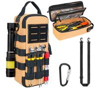 Petits Sacs à Outils Robustes pour Hommes,Pochette à Outils Tactique,étui de Rangement Portable Utilitaires avec Bandoulière pour EDC,Camping,Voyage en Voiture,électriciens,Brun